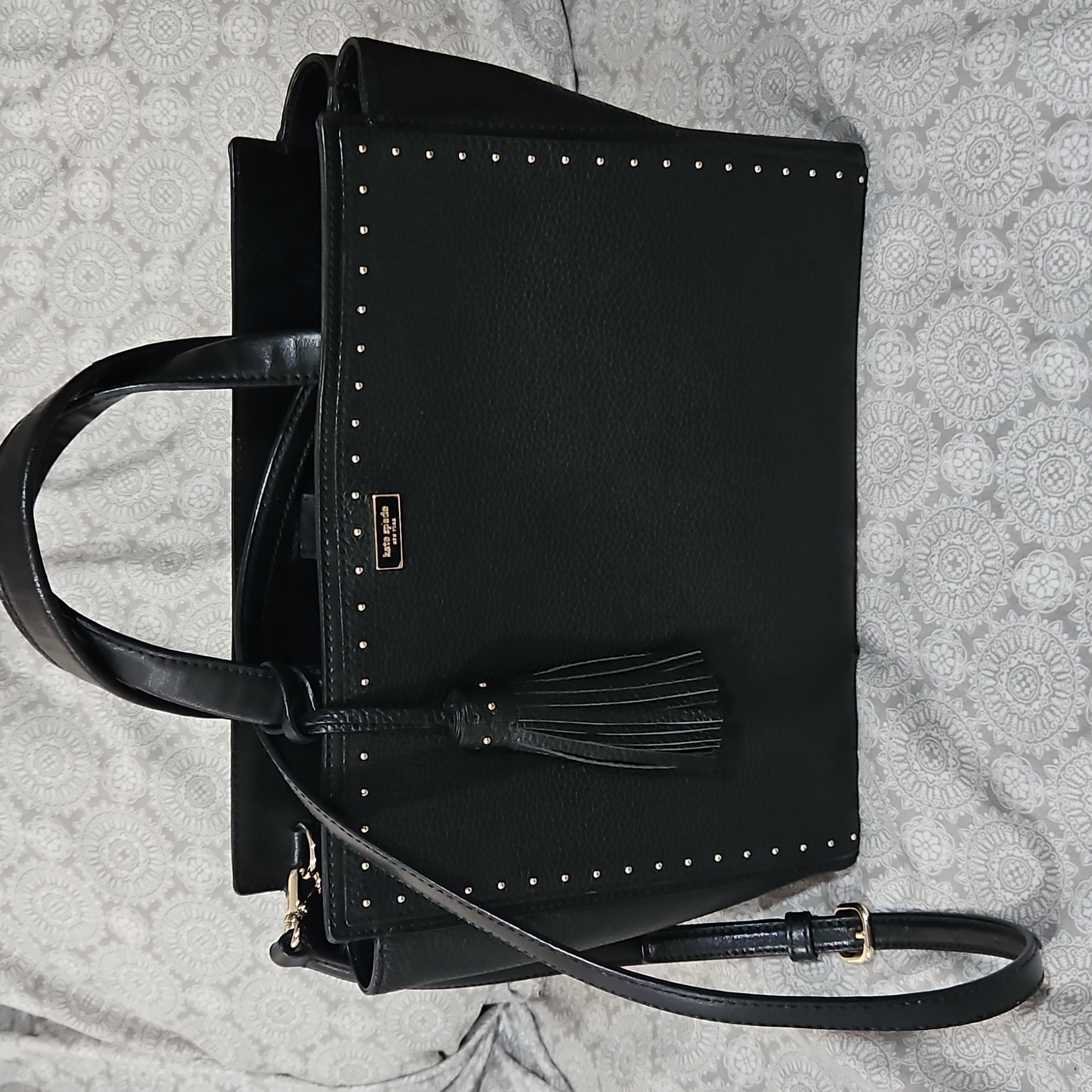 Kate Spade Black Satchel With Gold Accents